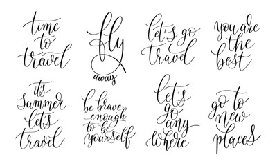 set of 8 hand written lettering positive quotes about life and t