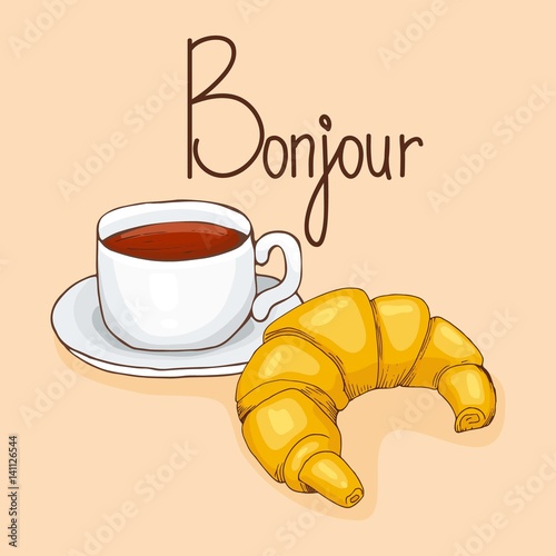 Coffee And Croissant Take A Break French Breakfast Vector Illustration Cartoon Style Buy This Stock Vector And Explore Similar Vectors At Adobe Stock Adobe Stock