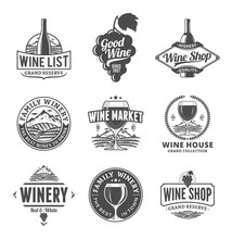 Vector Wine Logo, Icons And Design Elements