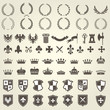 Heraldry kit of knight blazons and coat of arms elements - medieval heraldic emblems