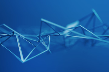 Poster - abstract 3d rendering of chaotic plexus surface. contemporary background with futuristic polygonal s