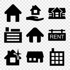 Set of 9 residential filled icons