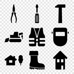 Poster - Set of 9 construction filled icons