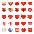Set of heart icon vector isolated on white background. Emoji vector. Love smile icon set. Emoticon icon web.