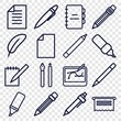 Set of 16 pen outline icons