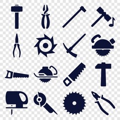 Wall Mural - Set of 16 carpentry filled icons