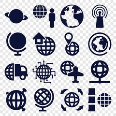 Poster - Set of 16 globe filled icons