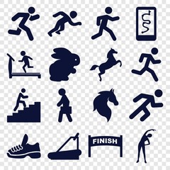 Canvas Print - Set of 16 running filled icons