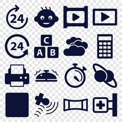 Poster - Set of 16 glossy filled icons