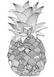 Artistic pineapple on white background.