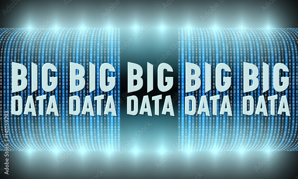 Dark futuristic vector backdrop with binary code and the words big data ...