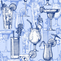 Poster - pattern with different cocktails