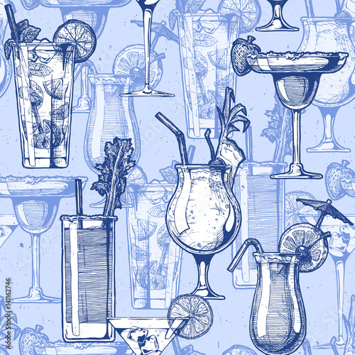 pattern with different cocktails StockVektorgrafik Adobe Stock Pattern with different cocktails stockvektorgrafik