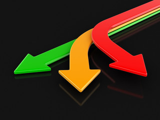 Poster - 3d image of arrows in three directions. Image with clipping path