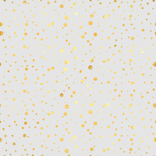 Gold Circle Seamless Pattern. Abstract Gold Geometric Modern Background.Gold Dots. Vector Illustration. Shiny Backdrop. Texture Of Gold Foil. Art Deco Style. Polka Dots, Confetti.