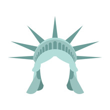 Statue Of Liberty Template Face Head. Mock Up Hair And Crown.