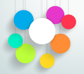 Poster - vector 3d blank colorful circle frames hanging design