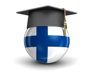 Poster - Graduation cap and Finnish flag. Image with clipping path