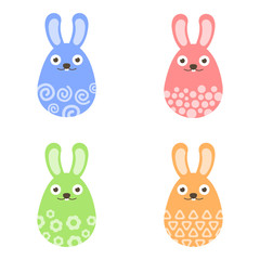 Wall Mural - Set easter bunny egg with ornament. Pack icon colorful bunny egg