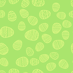 Wall Mural - Easter egg with ornament texture seamless pattern on green background