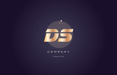 ds d s  gold metal purple alphabet letter logo icon template