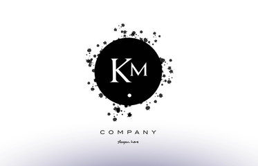 km k m  circle grunge splash alphabet letter logo vector icon template