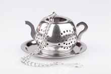 Teapot Loose Leaf Tea Strainer Isolated On White