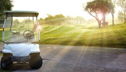 Golf car on the golf course