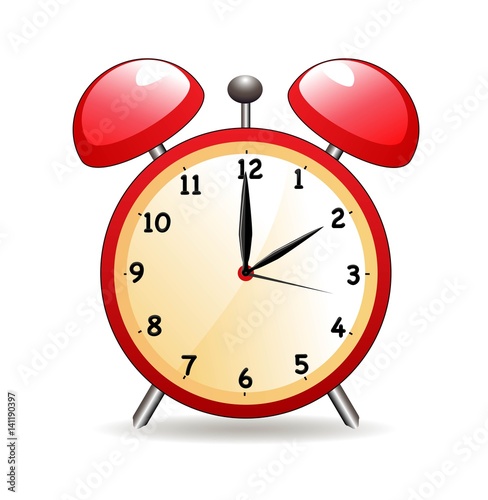 Wecker Auf 6 Uhr Dreißig Uhr Stellen Wecker, Uhr mit Weckfunktion Vektor Illustration isoliert auf weißem
