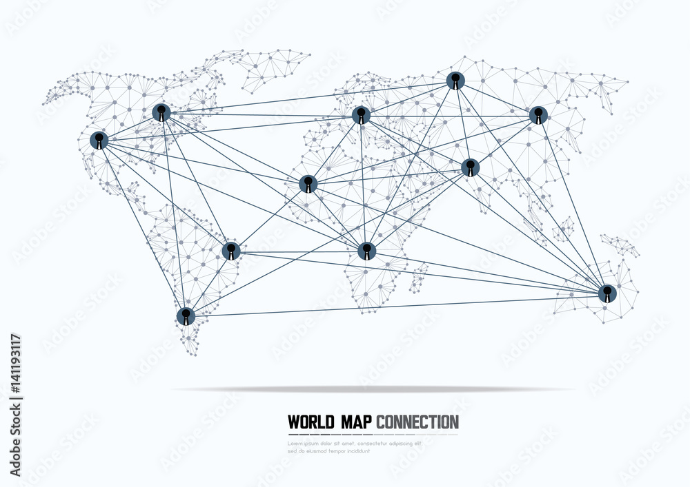 World Map and Connection., vector illustration Stock Vector | Adobe Stock