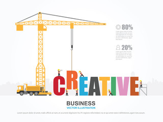 Wall Mural - Crane and creative building. Infographic Template. Vector Illustration.