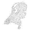 Map of Netherlands from polygonal black lines and dots of vector illustration