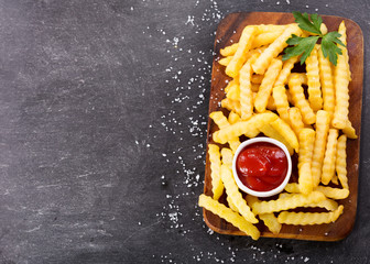 Wall Mural - French fries with ketchup