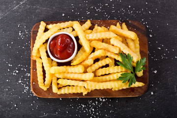 Wall Mural - French fries with ketchup