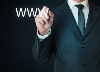 Wall Mural - businessman with a pen writing www text.