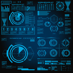 Wall Mural - Futuristic blue virtual graphic touch user interface