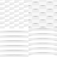 Wall Mural - Set of white geometric seamless textures, vector illustration.