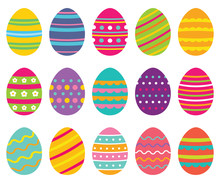 Isolated Easter Eggs Set