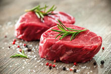 Raw Beef Fillet Steaks With Spices