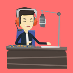 Poster - Dj working on the radio vector illustration