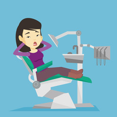 Poster - Scared patient in dental chair vector illustration