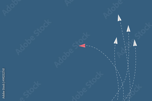 Cuadros en Lienzo Minimalist stile red airplane changing direction and white ones