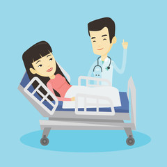 Poster - Doctor visiting patient vector illustration.