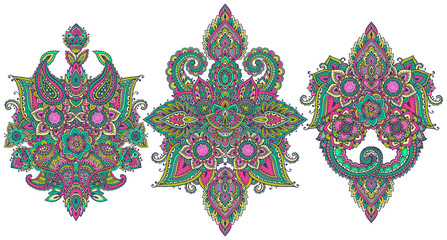 Wall Mural - Vector set of henna floral elements