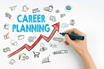 Wall Mural - Career Planning Business Concept. Hand with marker writing.