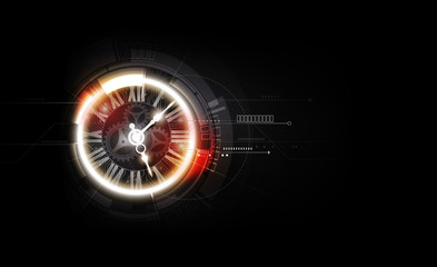 Wall Mural - abstract futuristic technology background with clock concept and time machine, vector transparent