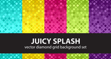 Diamond Pattern Set "Juicy Splash". Vector Seamless Backgrounds