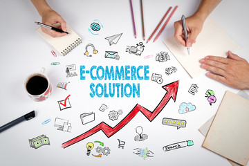 Canvas Print - E-Commerce Solution, Business Concept. The meeting at the white office table.