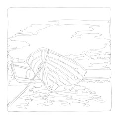 Wall Mural - marine life line art continuous line drawing coloring page