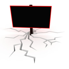 Creative 3D illustration of blank black billboard / banner / eye-catcher for your text.